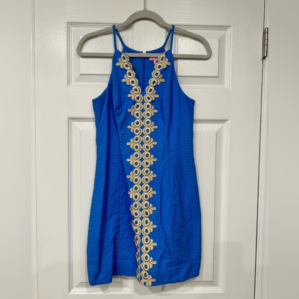 Pearl Blue and Gold Shift by Lily Pulitzer